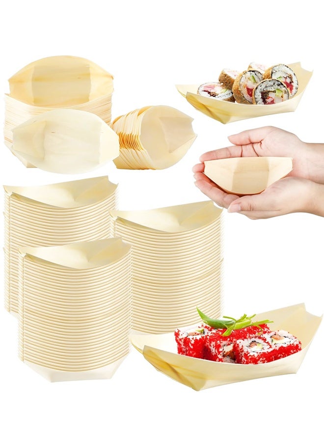 50 Pcs Disposable Bamboo Boat Plates,Small Appetizer Wooden Leaf Boat Plates,for Catering Home Holiday Party Use - Image 1